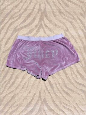 Juicy Couture Lilac Velour Rhinestone Logo Lounge Shorts